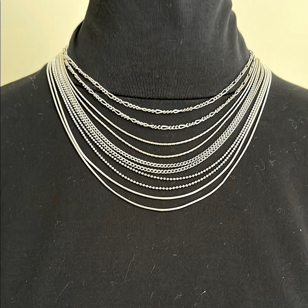 Silver Multi Chain Cascade Necklace - Picture 2 of 4